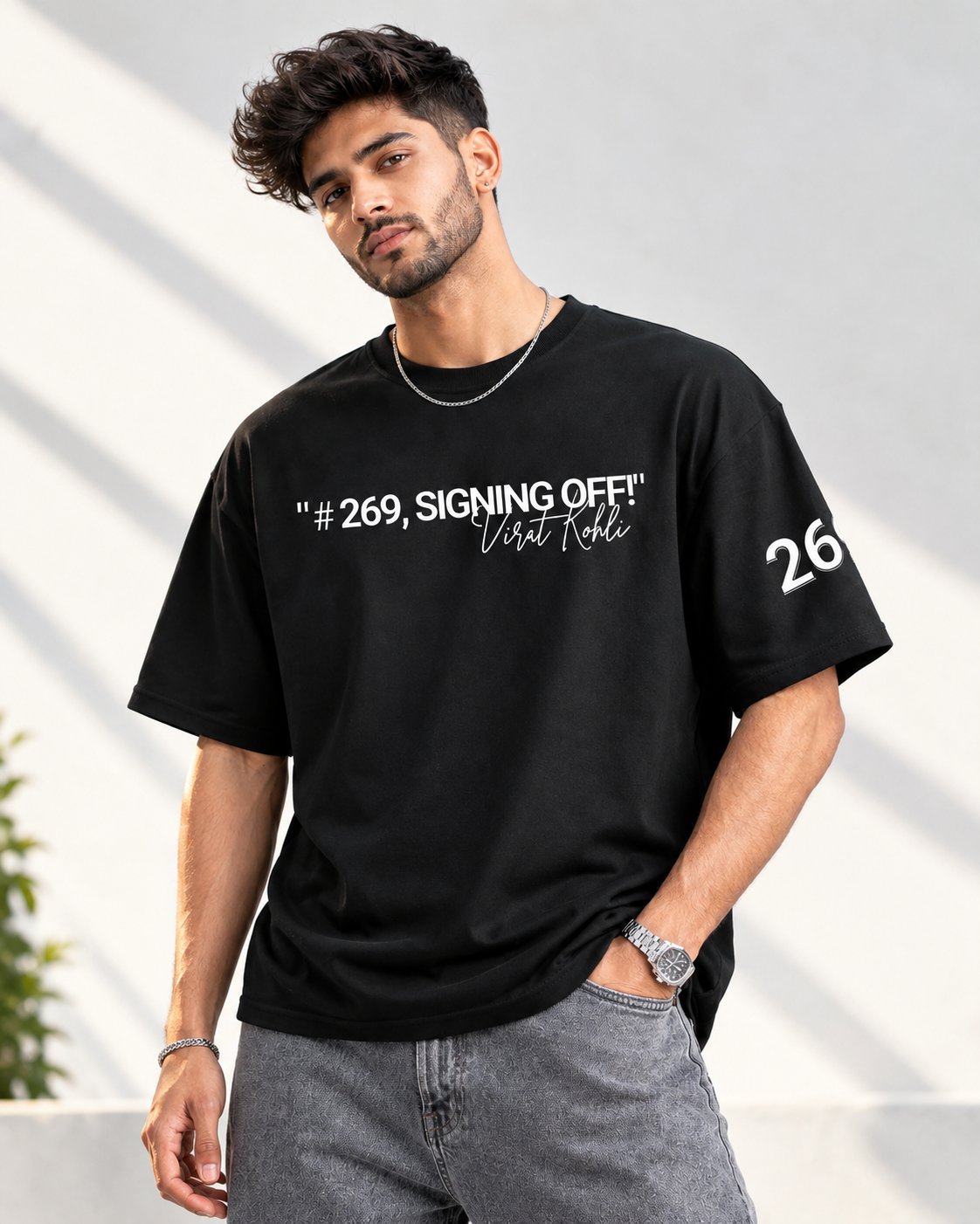 Virat Kohli T Shirt for Men | The King Kohli Graphic Printed Oversized T-Shirt | Black Cotton Cricket Fan T-Shirt
