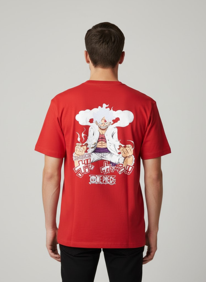 One Piece Luffy Gear 5 Red Graphic Tee