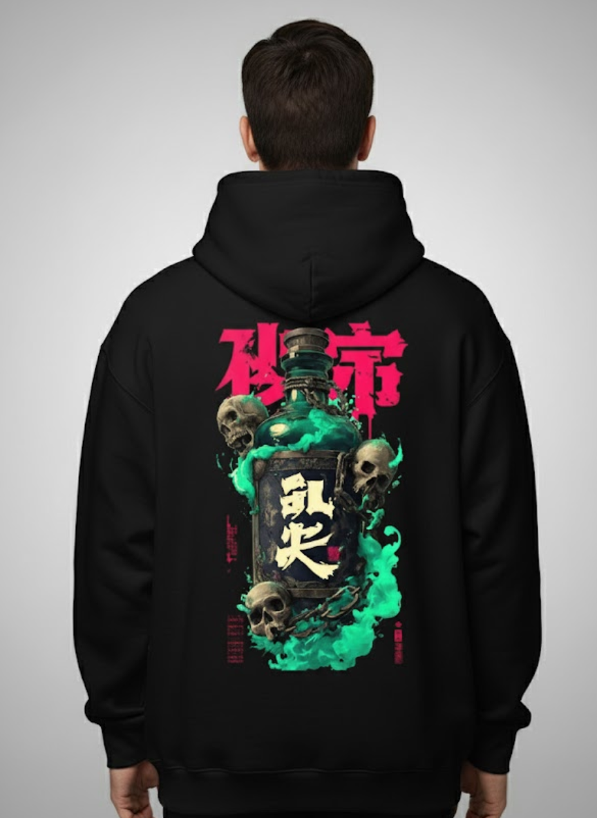 Neon Skull Potion Hoodie – Black